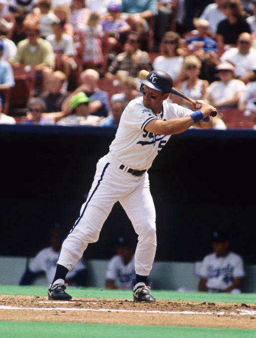 Kansas City Royals player George Brett at bat during a 1990 game at Royals Stadium