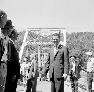 Newsman David Brinkley at the dedication of  the Brinkley Bridge, June 17, 1961.