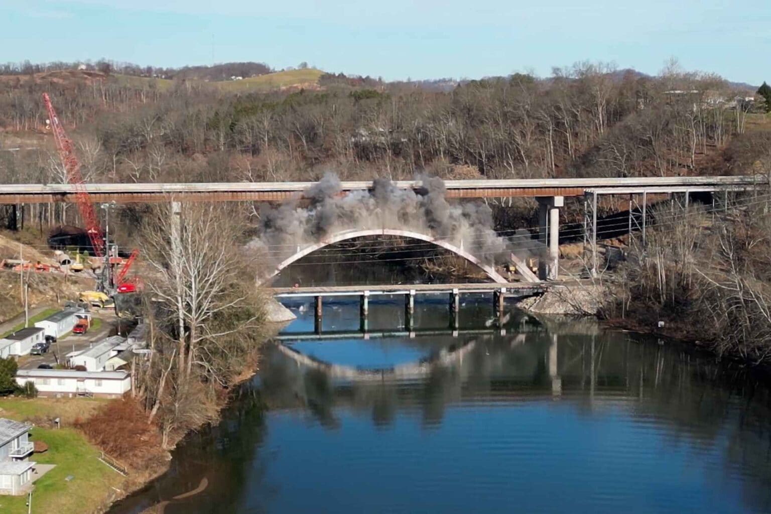 WVDOH demolishes northbound span of South Fairmont West Virginia Arch ...